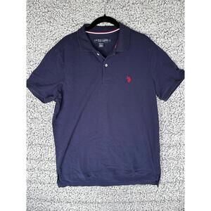 US Polo Assn Golf Polo Shirt Men’s Large Slim Fit Navy  Red Pony Logo